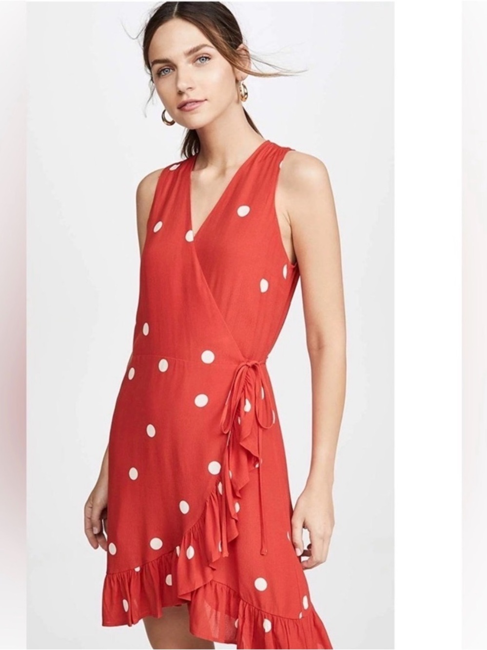 Rails Red Polka Dot Wrap Dress with White Dots